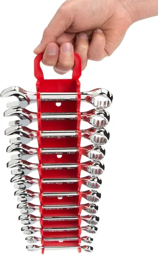 Miniatura 4 de TEKTON Soporte de llave combinada de 12 herramientas (rojo) ORG21212 Fabricado en Estados Unidos