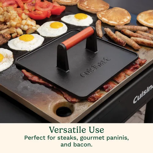 Miniatura 4 de Cuisinart Prensa de Parrilla XL de Hierro Fundido, 10" x 10" Prensa de Servicio Pesado Antiadherente para Hamburguesas Smash y Bistec con Mango
