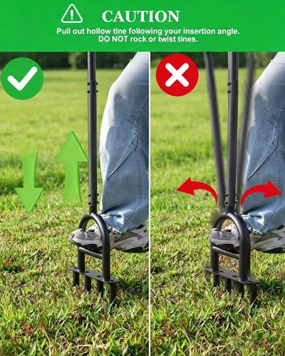 Miniatura 7 de Manual Core Aerator Lawn Tool, Lawn Aerator Tool with 4 Hollow Tines, Plug Aerator 3-Piece Easy Assembly, 45" Ergonomic Yard Grass Aerator for Lawn