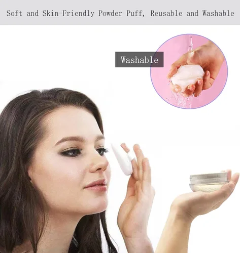Miniatura 6 de Powder Puff Recipiente de maquillaje vacío reutilizable con tamiz de red elástica para fijar polvo, polvo facial, viajes y uso diario