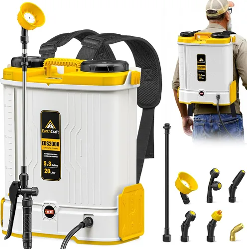 Pulverizador de mochila a batería de 5.3 galones compatible con batería DeWalt de 20 V (no incluida), equipado con sistema de mezcla, rociador de