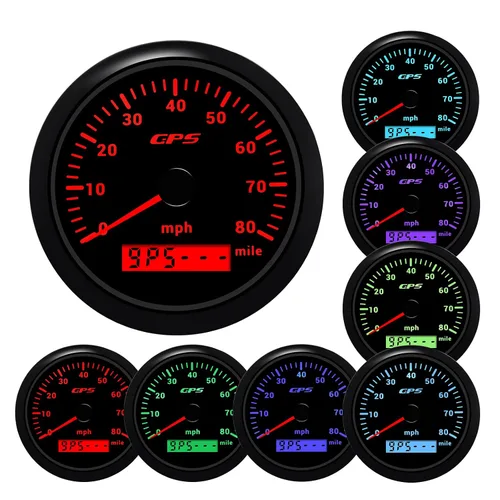 Miniatura 4 de Geloo Velocímetro de 85 mm para embarcaciones, velocímetro digital GPS 0-80 MPH, impermeable, 9-32 V, tacómetro, voltímetro, indicadores LCD con 7
