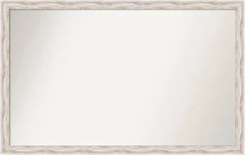 Miniatura 180 de Amanti Art Espejo de baño blanco para sobre el fregadero, 30 x 35 pulgadas, espejo de tocador rectangular estrecho de Eva de oro blanco, marco