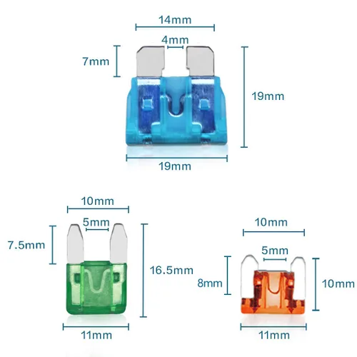 Miniatura 2 de Kit surtido de 282 fusibles para automóviles, fusibles tipo cuchilla para automoción, fusibles estándar, mini y mini de perfil bajo