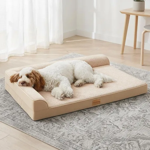 Miniatura 8 de Cama Ortopédica para Perros de Tamaño Grande 36''X24'', Cama Impermeable para Mascotas de Espuma de Caja de Huevos con Refuerzo en L para Jaula