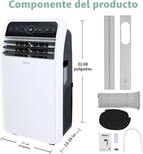 Miniatura 9 de Shinco Aire acondicionado portátil de 12,000 BTU, unidad de CA portátil con modos de enfriamiento integrado, deshumidificador y ventilador