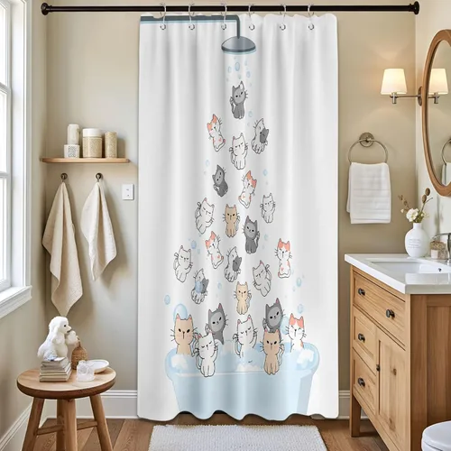 Miniatura 11 de Cortina de ducha floral para primavera y verano, flores silvestres, flores y mariposas, decoración de baño, tela impermeable con ganchos, 70