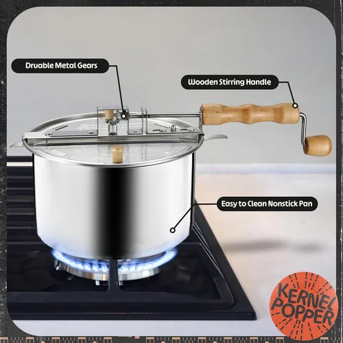Miniatura 2 de Great Northern Popcorn Máquina para hacer palomitas de maíz con asas de madera, plata, 5 cuartos de galón (529019ECS)