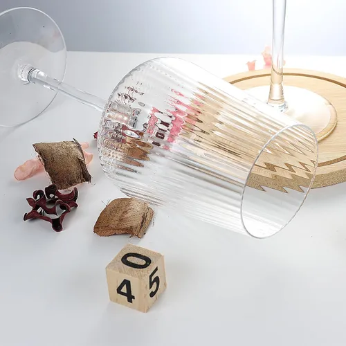 Miniatura 6 de Copas de vino acanaladas sopladas a mano con tallo, transparentes, copas de cristal sin plomo, regalo de lujo, juego de 4, únicas, copa de vino