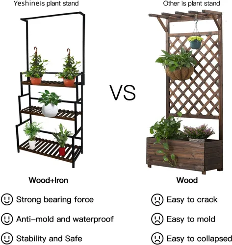 Miniatura 2 de Soporte colgante de 3 niveles para plantas interiores, estante de metal de 68 pulgadas de alto para múltiples plantas de interior, soporte grande