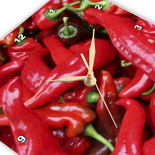 Miniatura 3 de 3dRose Red Hot Peppers - Reloj de pared, chile, chile, pimientos, pimientos, rojo, 10 x 10 pulgadas (DPP_46856_1)