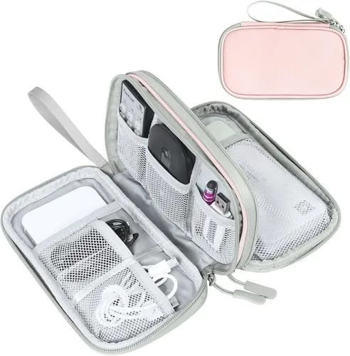 Miniatura 58 de FYY Organizador electrónico, organizador de cables de viaje, bolsa de transporte para accesorios electrónicos, portátil, impermeable, doble capa