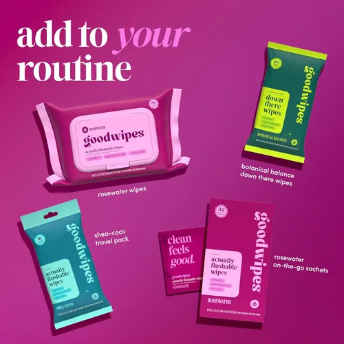 Miniatura 8 de Goodwipes Toallitas desechables para trasero - Vitamina E y aloe - Seguras para alcantarillado y fosa séptica - Toallitas húmedas extra grandes