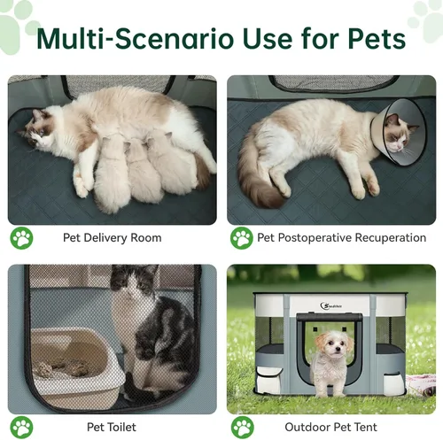 Miniatura 5 de Corralito para perros, gatos y mascotas, corralito portátil para perros en interiores y exteriores, viajes, camping, carpa jaula plegable para Gris