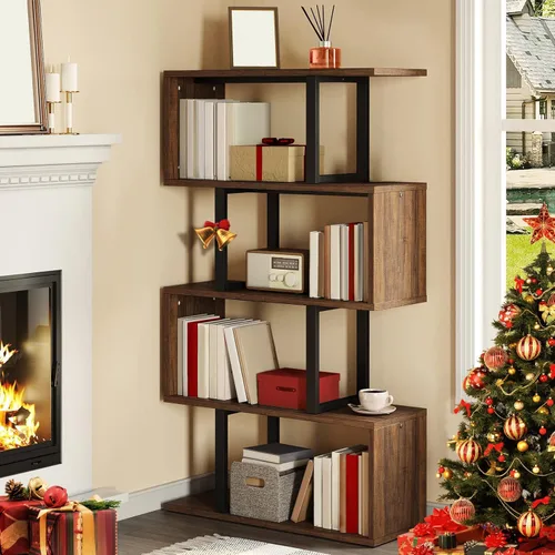 YITAHOME Estantería de 5 niveles, estantería y estantería en forma de S, estantería industrial independiente multifuncional decorativa para sala de