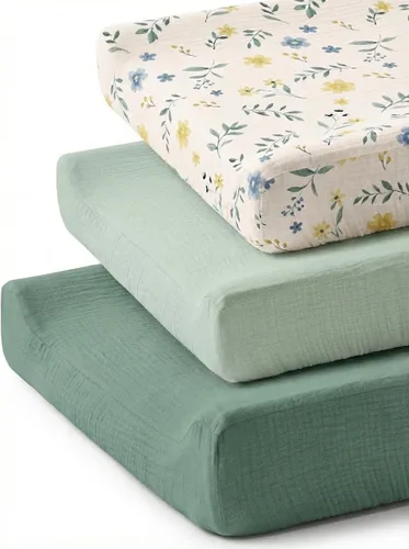 Miniatura 12 de Juego de 2 fundas para cambiador para bebé niño y niña, fundas de muselina para cambiador con estilo bohemio, ropa de cama neutra para guardería