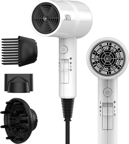 Miniatura 26 de AINA Secador de pelo con difusor, peine Secador de pelo para mujer, compacto, profesional, secado iónico Botón de disparo frío 110V/ALCI