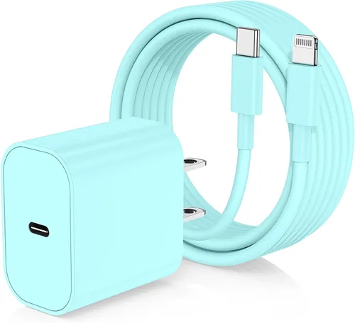 Miniatura 12 de Cargador de iPhone de carga rápida, enchufe de bloque de cargador de pared tipo C y cable USB C a Lightning de 10 pies de largo, caja de ladrillos