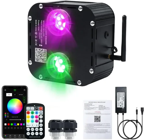 Miniatura 26 de AKEPO 4 Color 36W RGBW Luz de Fibra Óptica Parpadeante Solo Fuente de Luz, 4 Puertos RGBW Parpadeante + Activado por Música + Control a través