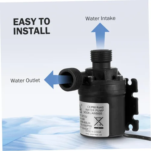 Miniatura 4 de Baluue DC 12V Bomba de agua sumergible sin escobillas Bomba de agua ultra silenciosa 800L/H 5M para estanque de peces, acuarios, fuentes, picos