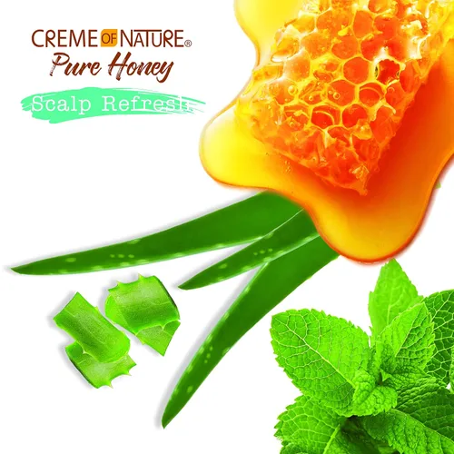 Miniatura 4 de Creme of Nature Pure Honey Scalp Refresh - Tratamiento de limpieza para el cuero cabelludo, fórmula sin enjuague con aloe, menta y miel, disuelve