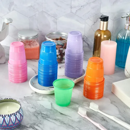 Miniatura 3 de Lilymicky Paquete de 500 Vasos de Plástico de 3 oz para Fiestas, Vasos de Baño Desechables en Colores Variados que se Pueden Usar para Degustar