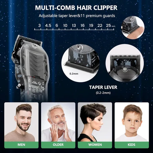 Miniatura 2 de Cortadoras de Cabello Profesionales para Hombres, Kit de Peluquería Inalámbrico para Cortar y Arreglar el Cabello, Juego de Cortadoras de Cabello