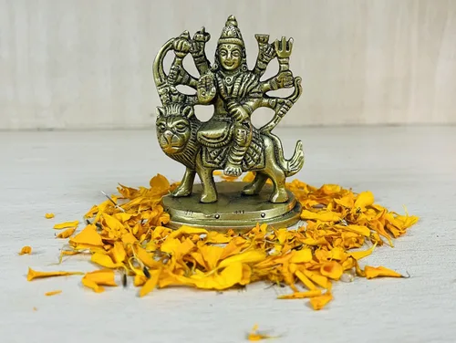 Miniatura 6 de Craftsofindia Goddess Durga - Estatua pequeña de latón, decoración divina, escultura hindú hecha a mano de 3 pulgadas para el altar del hogar