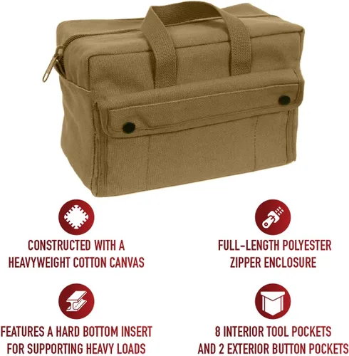 Miniatura 4 de Bolsa de herramientas mecánicas Rothco - Organización resistente para equipo y herramientas Marrón coyote