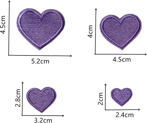 Miniatura 5 de 24 parches para planchar con corazón morado, parches bordados con corazón para ropa, chaquetas, sombreros, mochilas, jeans