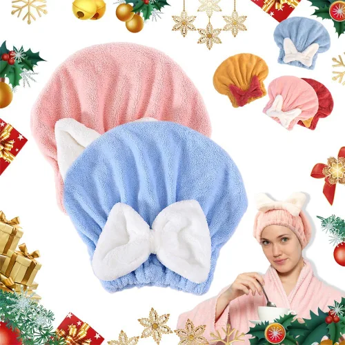 Miniatura 10 de 2 toallas de microfibra para secar el cabello, superabsorbentes, para cabello húmedo, de secado rápido, toallas de pelo gruesas, pajarita suave