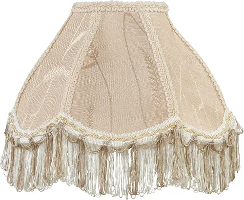Miniatura 2 de Aspen Creative 55001 - Pantalla de lámpara de cúpula festoneada cosida a mano con flecos UNO en Biscotti Beige, 4 pulgadas superior x 10 pulgadas