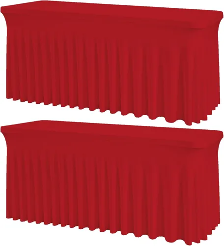 Miniatura 20 de Mantel rectangular de elastano negro, funda elástica ajustada para mesas rectangulares de 1,8 m, falda de mesa elástica sin arrugas para decoración