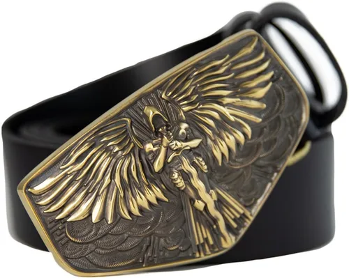 Miniatura 4 de Leather belt with larger size Archangel Michael belt buckle, Warrior and God's people protector Handmade San Miguel accessory