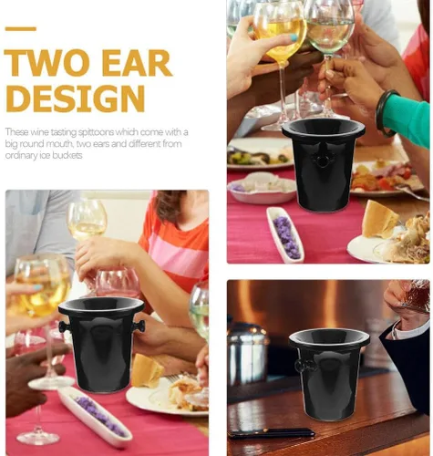 Miniatura 4 de Healifty Cata de vino Spittoon 2 piezas de cata de vino Spittoon Cubo de hielo negro con asas Cubos Spit Barriles de vino frío Barriles de vino Cubo