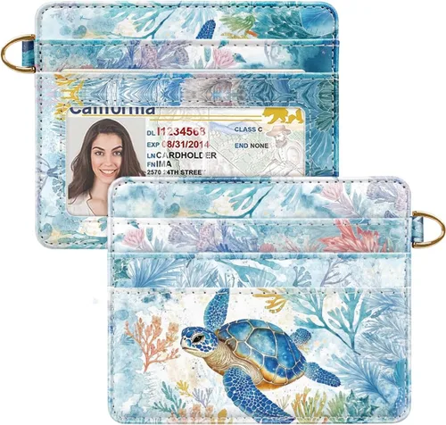 Miniatura 24 de Bolsillo frontal minimalista delgado con bloqueo RFID para tarjetas de crédito, cartera pequeña, bonita funda para tarjetas para mujeres, beige