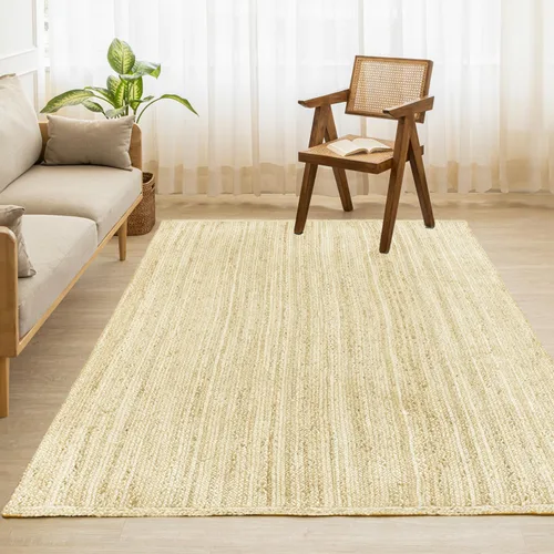 Miniatura 9 de Homemonde - Alfombra de yute, 2'x3', rectangular, decoración bohemia para el hogar, alfombra reversible y trenzada tejida a mano, estilo rústico