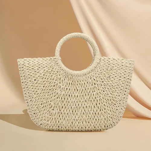 Miniatura 7 de Bolso de playa de verano para mujer, bolso de mano con asa superior, bolso de viaje de gran capacidad, bolso de mano tejido a mano, bolso grande