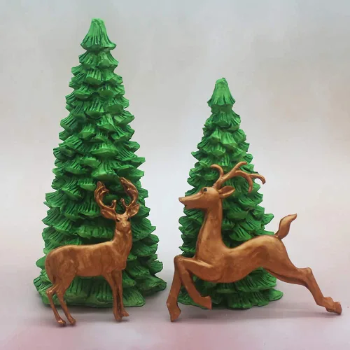 Miniatura 2 de Molde de vela de silicona para árbol de Navidad 3D para hacer velas, moldes de jabón de silicona de pino de Navidad, decoración de tartas