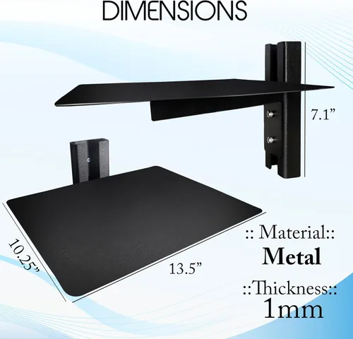 Miniatura 2 de FEBTECH Estante de pared flotante de metal, soporte resistente para proyectores, reproductores de DVD, consolas de juegos y accesorios de TV