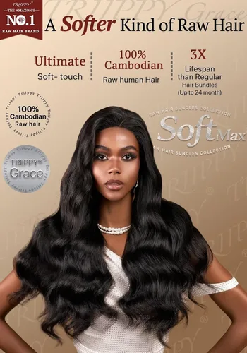 Miniatura 4 de TRIIPPY Paquetes de cabello humano ondulado, 100% cabello camboyano sin procesar SoftMAX, 3 paquetes (16, 16, 16, 16 pulgadas), triple la vida útil