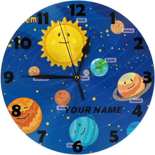 Miniatura 9 de Reloj de pared personalizado con diseño de unicornio y rosa con purpurina para habitación de los niños, reloj de pared personalizado con nombre