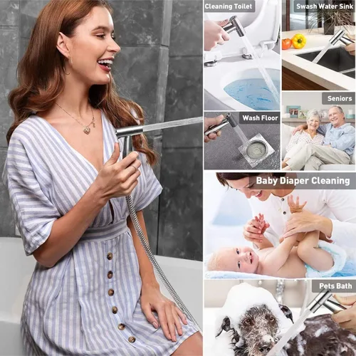 Miniatura 6 de Pulverizador de bidé para inodoro, rociador de bidé de mano, kit de rociador de pañales de tela, ducha de bidé de mano para baño para autolimpieza