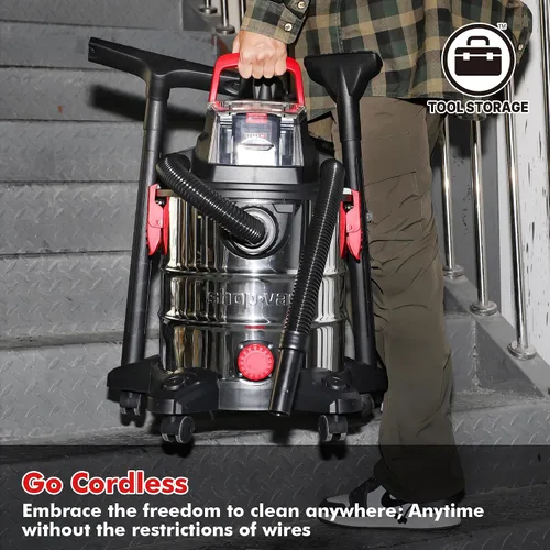 Miniatura 6 de Shop-Vac Aspiradora Inalámbrica Húmeda/Seca de 20V, 5 Galones, 4.7 CV Pico, Succión Fuerte de 10kPa y Soplador, Aspiradora de Taller Portátil