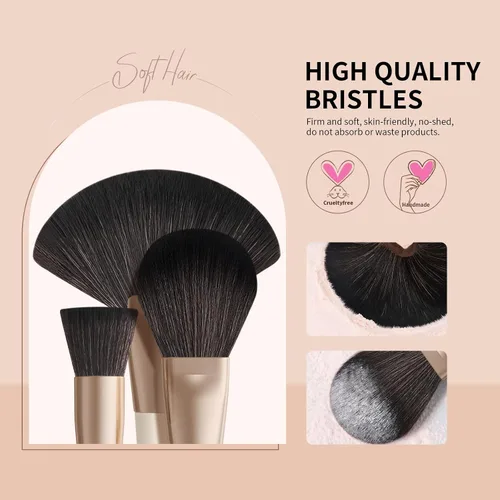 Miniatura 4 de docolor - Juego de 30 brochas de maquillaje profesionales Kabuki sintéticas de primera calidad, brocha de mezcla para base, polvo facial, rubor