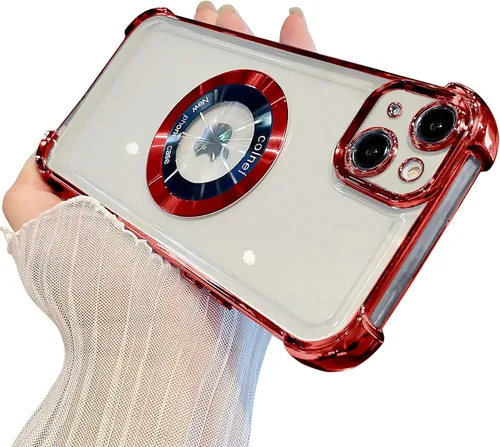 Miniatura 23 de Funda magnética transparente para iPhone 14 Plus, lujo brillante en las cuatro esquinas, protección de grado militar a prueba de golpes