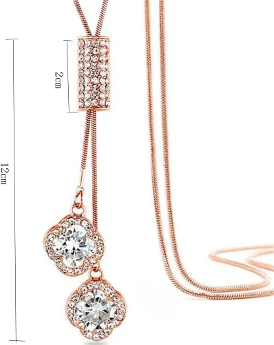 Miniatura 2 de Collar de cadena larga con colgante de borla de joyería de flores de cristal para mujer