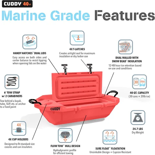 Miniatura 5 de CUDDY - Enfriador flotante y recipiente de almacenamiento en seco para tierra y agua, 40 cuartos de galón, ideal para río, playa, kayak, piscina