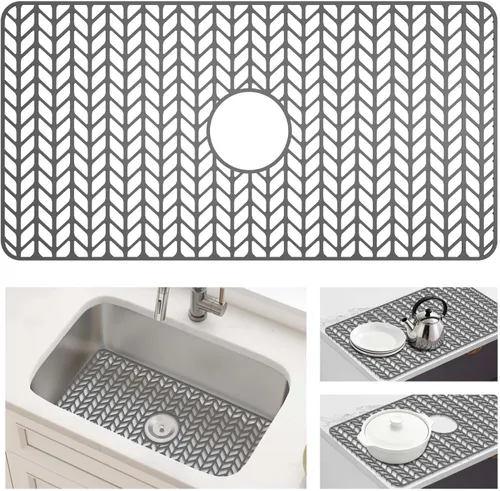 Miniatura 20 de AWOKE Protectores de fregadero para fregadero de cocina, alfombrilla protectora de fregadero de cocina - 28.4"x15.2" Alfombrilla plegable