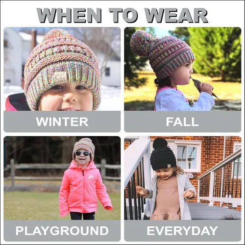 Miniatura 3 de Funky Junque Gorro de invierno con pompón de punto trenzado para niños